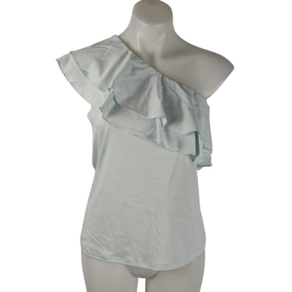 Witchery Tops - Witchery Women's Top Size L One Shoulder Ruffle Blue Daze NEW RRP $59.95